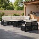 vidaXL Tuinbank Set 9 st Zwart en Crème Wit poly rattan