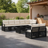 vidaXL Tuinbank Set 9 st Zwart en Crème Wit poly rattan