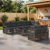 vidaXL Tuinbank Set 9 st Zwart en Crème Wit poly rattan