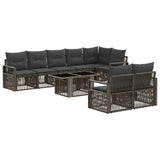 vidaXL Tuinbank Set 9 st Zwart en Crème Wit poly rattan