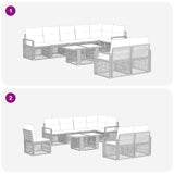 vidaXL Tuinbank Set 9 st Zwart en Crème Wit poly rattan