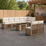 vidaXL Tuinbank Set 9 st Zwart en Crème Wit poly rattan