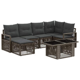 vidaXL Tuinbank Set 7 st Zwart en Crème Wit poly rattan