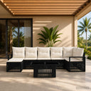 vidaXL Garden Lounge Set 8 Pieces Black and Cream White Poly Rattan