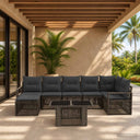 vidaXL Garden Lounge Set 8 Pieces Black and Cream White Poly Rattan