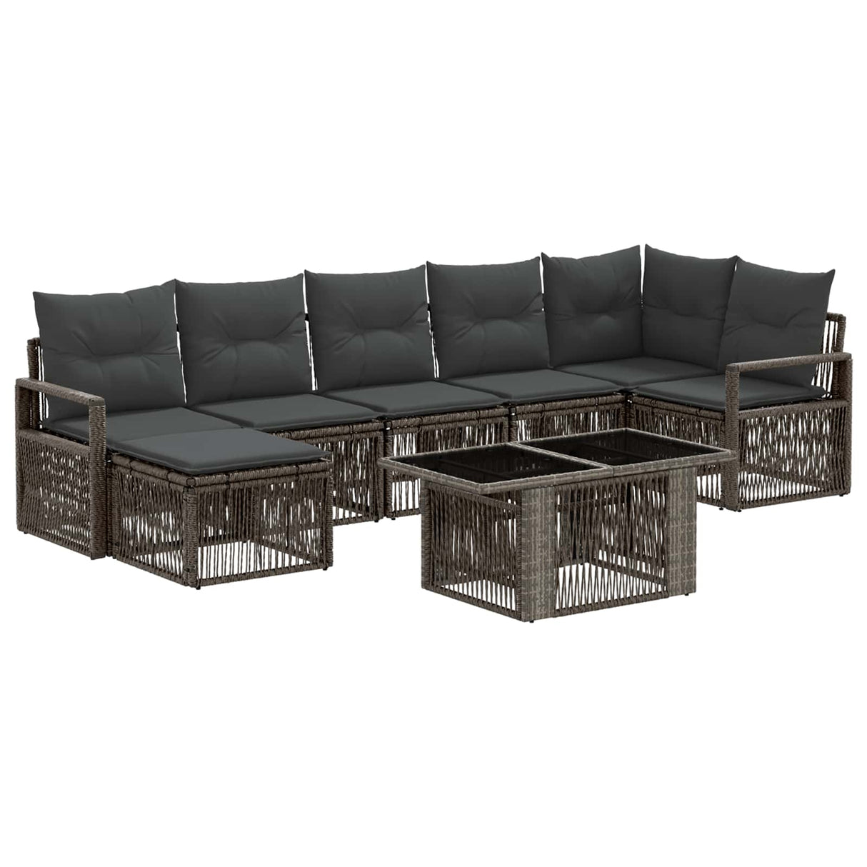 vidaXL Garden Lounge Set 8 Pieces Black and Cream White Poly Rattan