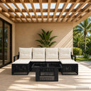 vidaXL Tuinbank Set 7 st Zwart en Crème Wit poly rattan