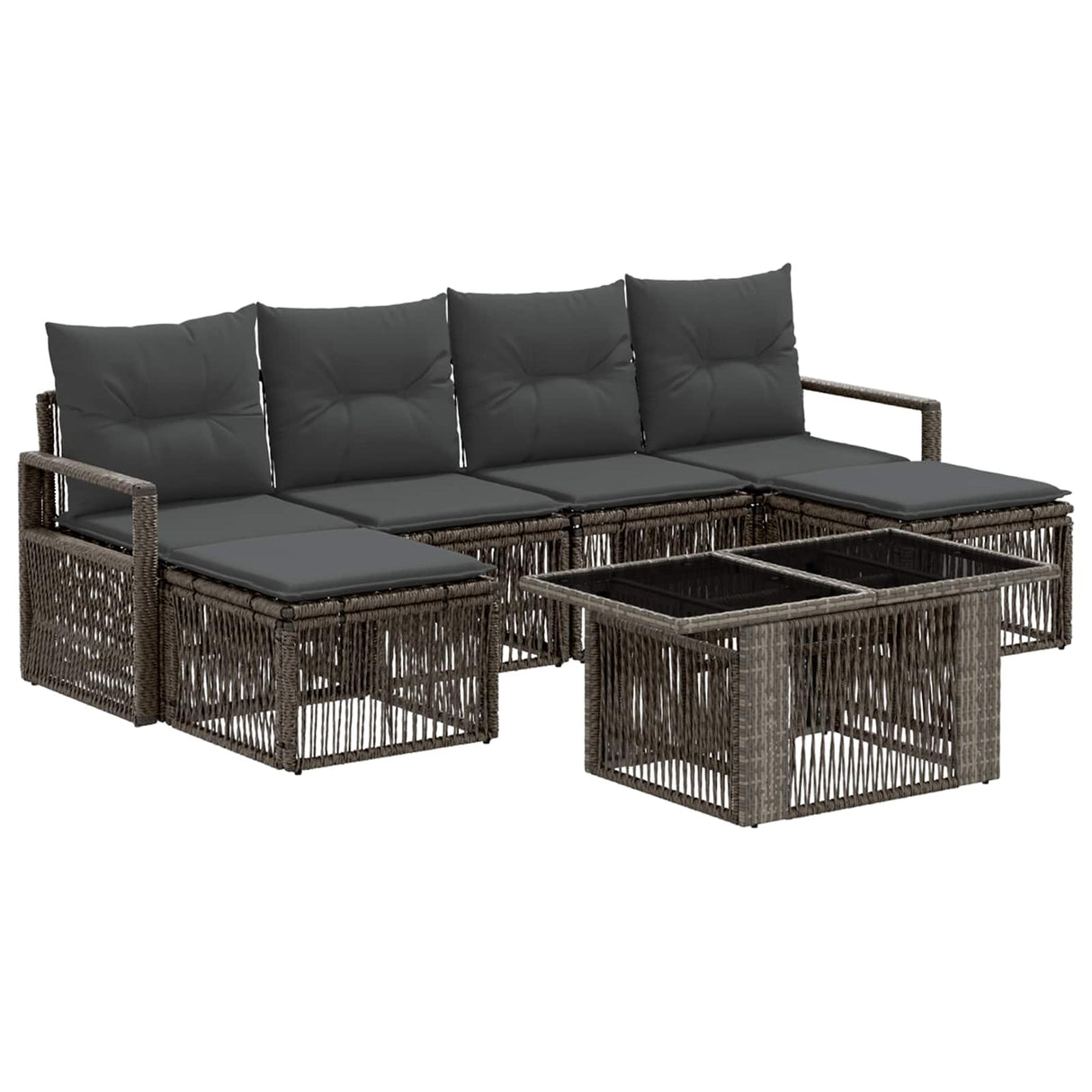 vidaXL Tuinbank Set 7 st Zwart en Crème Wit poly rattan