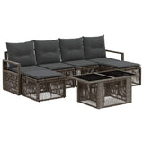 vidaXL Tuinbank Set 7 st Zwart en Crème Wit poly rattan