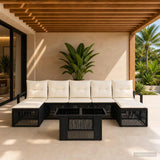 vidaXL Tuinbank Set 8 st Zwart en Crème Wit poly rattan