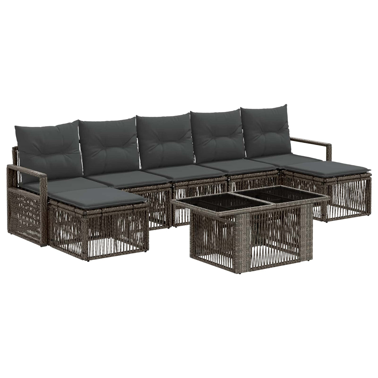 vidaXL Tuinbank Set 8 st Zwart en Crème Wit poly rattan