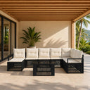 vidaXL Tuinbank Set 9 st Zwart en Crème Wit poly rattan