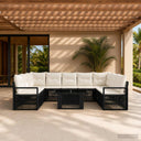 vidaXL Tuinbank Set 10 st Zwart en Crème Wit poly rattan