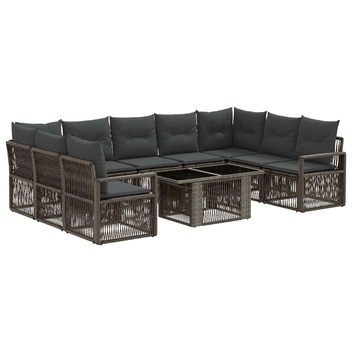 vidaXL Tuinbank Set 10 st Zwart en Crème Wit poly rattan
