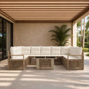 vidaXL Tuinbank Set 10 st Zwart en Crème Wit poly rattan