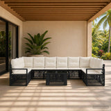 vidaXL Tuinbank Set 11 st Zwart en Crème Wit poly rattan