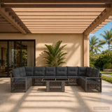 vidaXL Tuinbank Set 11 st Zwart en Crème Wit poly rattan