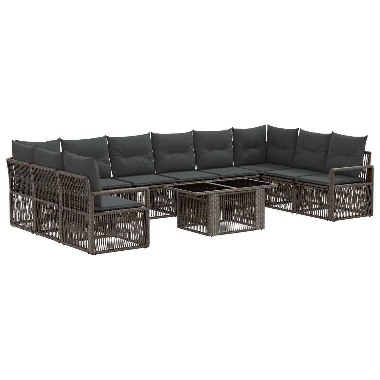 vidaXL Tuinbank Set 11 st Zwart en Crème Wit poly rattan