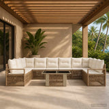 vidaXL Tuinbank Set 11 st Zwart en Crème Wit poly rattan