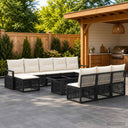 vidaXL Tuinbank Set 11 st Zwart en Crème Wit poly rattan