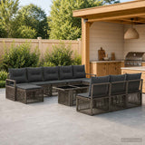 vidaXL Tuinbank Set 11 st Zwart en Crème Wit poly rattan
