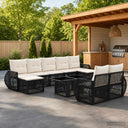 vidaXL Tuinbank Set 10 st Zwart en Crème Wit poly rattan