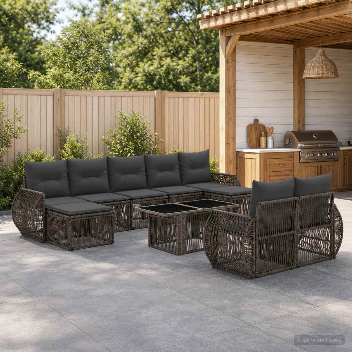 vidaXL Tuinbank Set 10 st Zwart en Crème Wit poly rattan