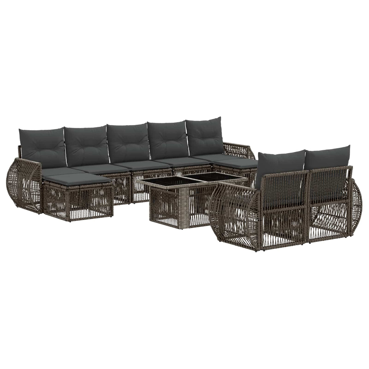 vidaXL Tuinbank Set 10 st Zwart en Crème Wit poly rattan