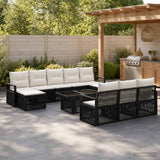 vidaXL Garden Dining Set 11 Pieces Black and Cream White Poly Rattan