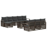 vidaXL Garden Dining Set 11 Pieces Black and Cream White Poly Rattan
