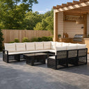 vidaXL Tuinbank Set 12 st Zwart en Crème Wit poly rattan
