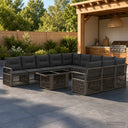 vidaXL Tuinbank Set 12 st Zwart en Crème Wit poly rattan