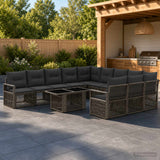 vidaXL Tuinbank Set 12 st Zwart en Crème Wit poly rattan