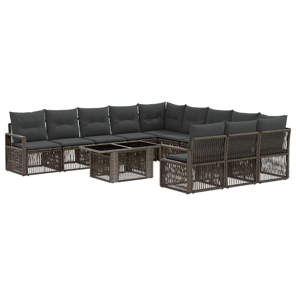 vidaXL Tuinbank Set 12 st Zwart en Crème Wit poly rattan