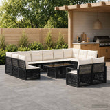 vidaXL Tuinbank Set 13 st Zwart en Crème Wit poly rattan