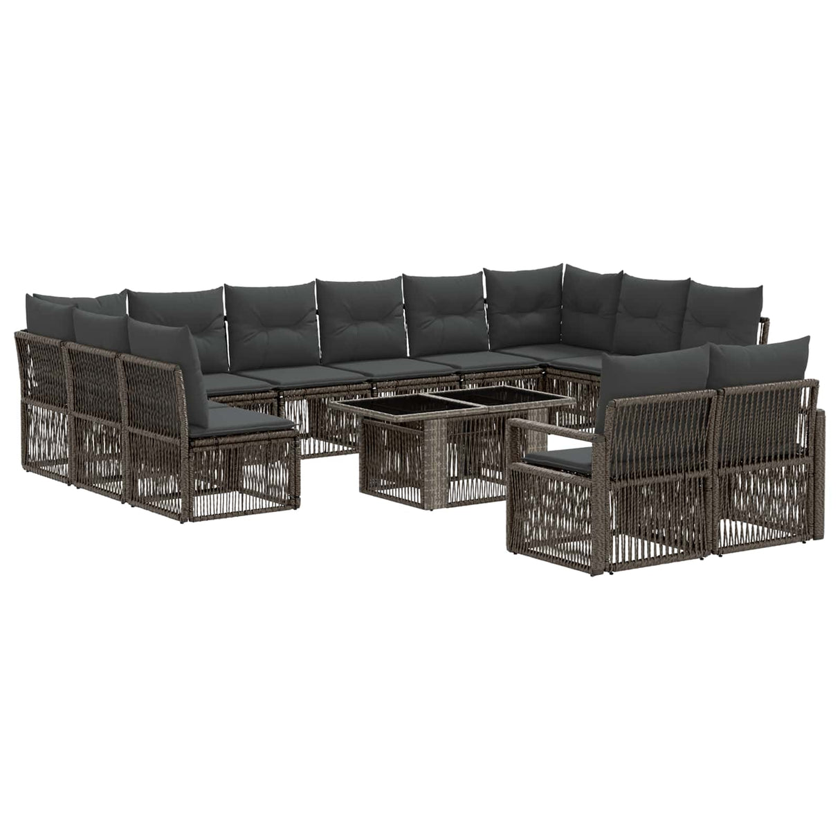 vidaXL Tuinbank Set 13 st Zwart en Crème Wit poly rattan