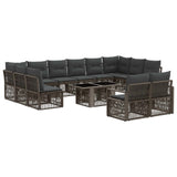 vidaXL Tuinbank Set 13 st Zwart en Crème Wit poly rattan