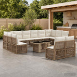 vidaXL Tuinbank Set 13 st Zwart en Crème Wit poly rattan