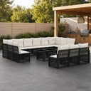 vidaXL Tuinbank Set 14 st Zwart en Crème Wit poly rattan