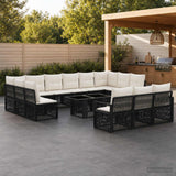 vidaXL Tuinbank Set 14 st Zwart en Crème Wit poly rattan