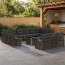 vidaXL Tuinbank Set 14 st Zwart en Crème Wit poly rattan