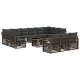 vidaXL Tuinbank Set 14 st Zwart en Crème Wit poly rattan