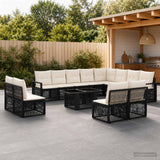 vidaXL Garden Sofa Set 13 pcs Black and Cream White Poly Rattan