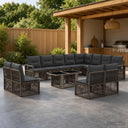 vidaXL Garden Sofa Set 13 pcs Black and Cream White Poly Rattan
