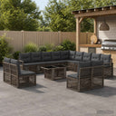 vidaXL Tuinbank Set 14 st Zwart en Crème Wit poly rattan