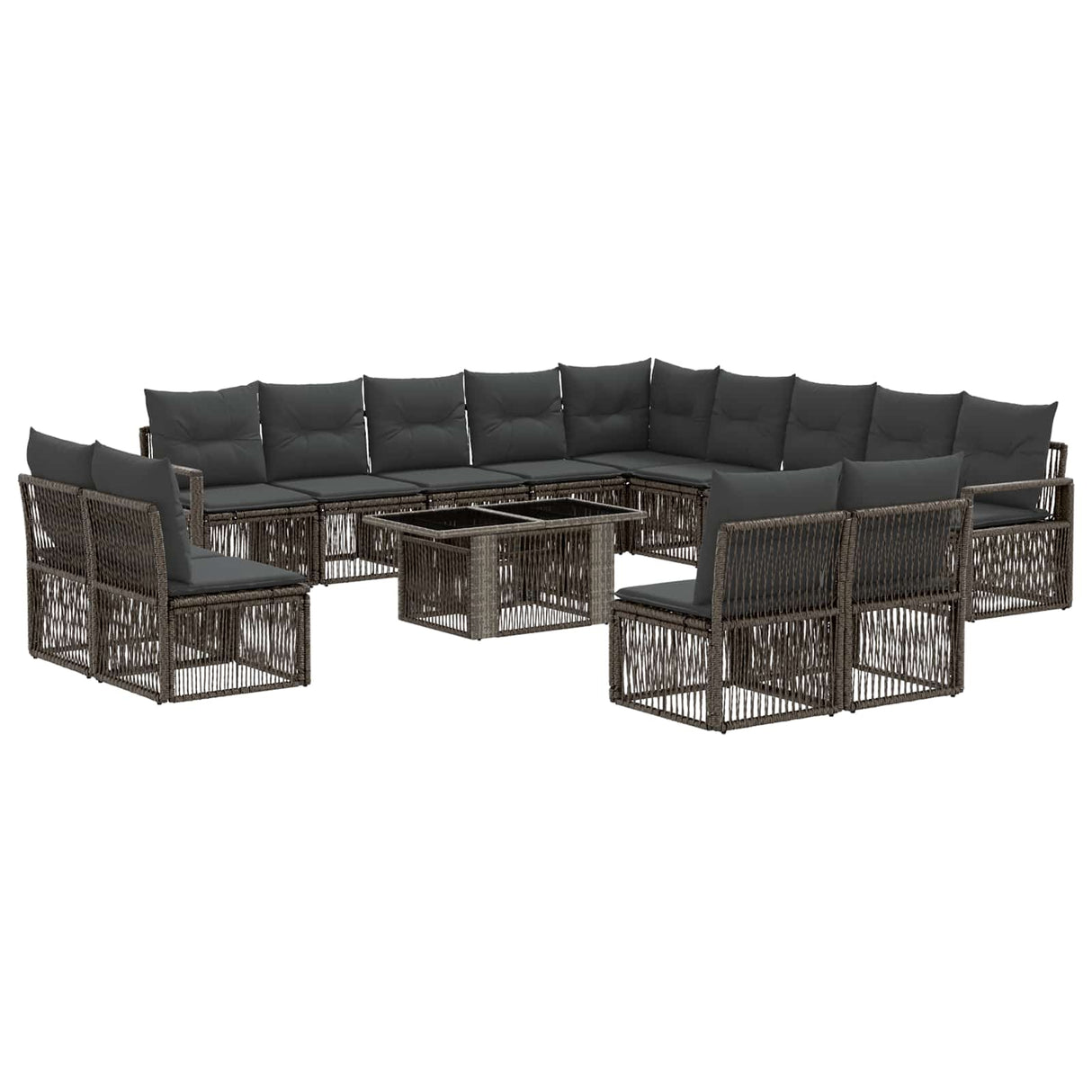 vidaXL Tuinbank Set 14 st Zwart en Crème Wit poly rattan