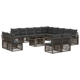 vidaXL Tuinbank Set 14 st Zwart en Crème Wit poly rattan