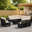 vidaXL Tuinbank Set 12 st Zwart en Crème Wit poly rattan