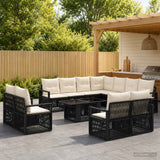 vidaXL Tuinbank Set 12 st Zwart en Crème Wit poly rattan