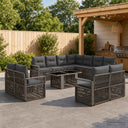 vidaXL Tuinbank Set 12 st Zwart en Crème Wit poly rattan